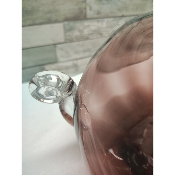 Vintage Blenko Glass 9726 Squatty Optic Vase Scroll Handles Amethyst Label  READ - Picture 11 of 14